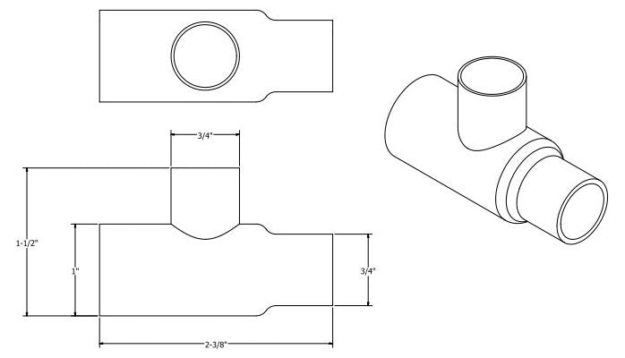 Jones Stephens C75182 Wrot Copper Reducing Tee 3/4 Inch x 1/2 Inch x 1/2 Inch