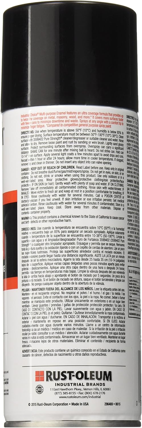 Rust-Oleum 1679830 12 Ounce Aerosol Gloss Black Industrial Choice Paint