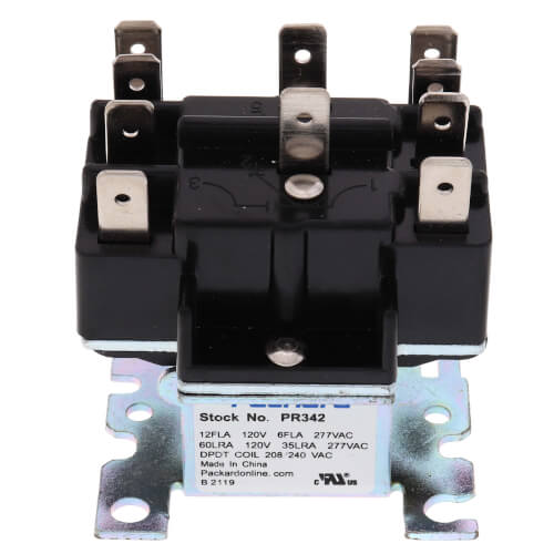 Packard PR342 208/240V Coil DPDT Switching Fan Relay