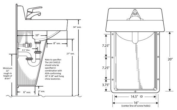 Truebro 82202 Lav Shield Standard PVC Bathroom Sink Shield