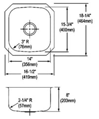 Dayton DXUH1618 Stainless Steel Undermount Bar Sink