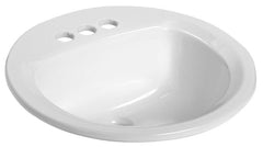 Mansfield Plumbing 249-4-WHITE Drop-In Bathroom Sink 19 Inch White