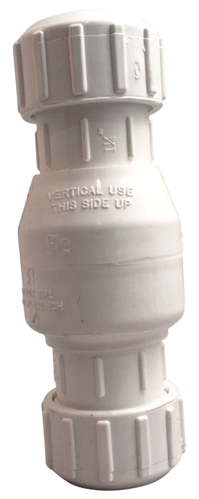 NDS 1500-12 1-1/4 Inch PVC Swing Check Valve Compression 125 PSI Lead-Free