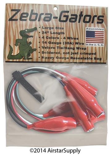 Zebra Instruments ZG004 Large Zebra-Gator 24in Jumper Wires 30A 4-Pack