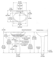 Mansfield Plumbing 293-WHITE Vitreous China White Bathroom Sink Pedestal