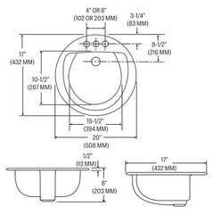 Mansfield Plumbing 267-8-BISCUIT Drop-In Bathroom Sink 20 x 17 x 8 inches Biscuit