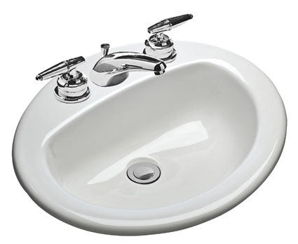 Mansfield Plumbing 237-8-WHITE Drop-In Bathroom Sink 20.5x17 inches 8 Inch Hole Center Vitreous China White