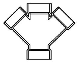 LASCO D612338 PVC-DWV Double Reducing Wye 3x3x2x2 Inch 45 Degree Hub Connection