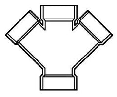 LASCO D612338 PVC-DWV Double Reducing Wye 3x3x2x2 Inch 45 Degree Hub Connection