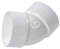 NDS 3P03 Hub x Hub White PVC Solvent Weld Sewer and Drain 45D Elbow