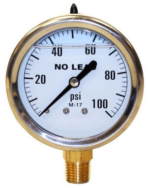 Merrill PGLNL100 Pressure Gauge Lead-Free 1/4 Inch MPT 100 PSI