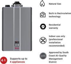 Rinnai RU130iN Condensing Tankless Hot Water Heater 7 GPM Natural Gas Indoor Installation