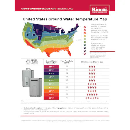 RINNAI RL94EN Tankless Water Heater 199000 BTU Natural Gas Outdoor