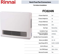 Rinnai FC824N Natural Gas Vent-Free Fan Convector