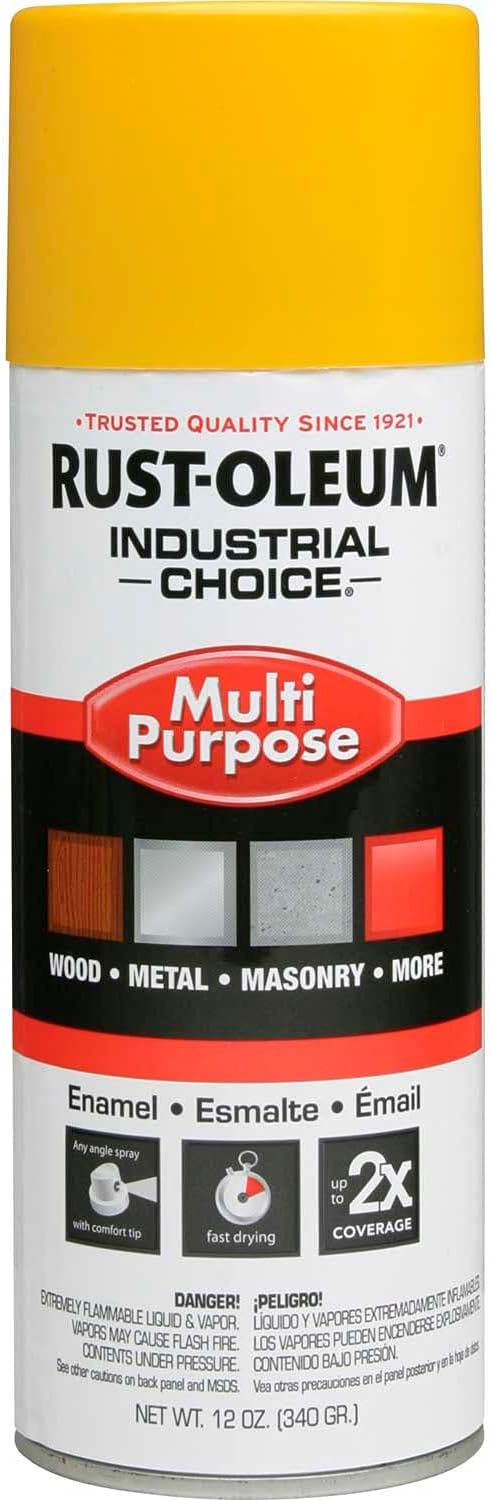 Rust-Oleum 1644830 Industrial Choice Spray Paint 12 oz Safety Yellow - Pack of 6