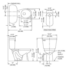 Mansfield Plumbing 160-WHITE Alto SmartHeight Toilet Tank 1.6 GPF White