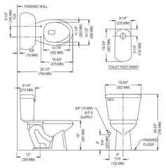 Mansfield Plumbing 135-BISCUIT Elongated Toilet Bowl 1.6 GPF 12 Inch Rough-In Biscuit Vitreous China