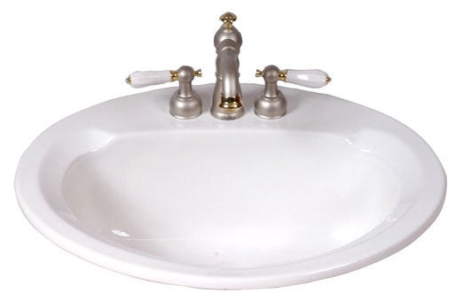 Mansfield Plumbing 267-4-WHITE Drop-In Oval Bathroom Sink 20 Inch White with Vitreous China