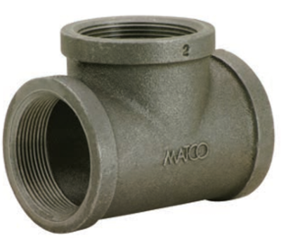 Matco-Norca ZMBTR040304 Malleable Iron Reducing Tee Black