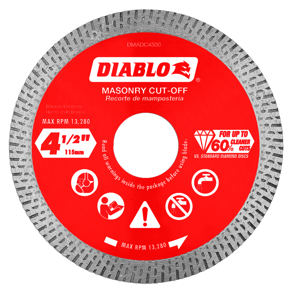 Diablo DMADC0450 Diamond Cut Off Disc 4-1/2 Inch Continuous Rim for Masonry