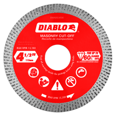 Diablo DMADC0450 Diamond Cut Off Disc 4-1/2 Inch Continuous Rim for Masonry