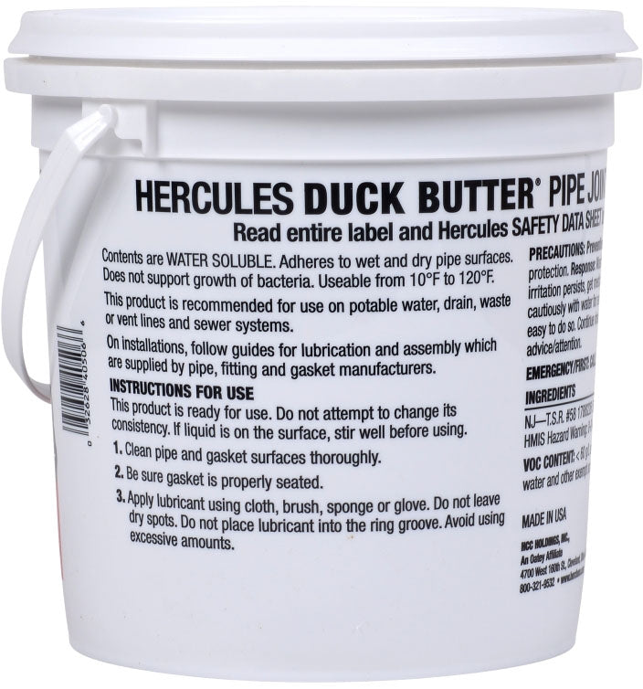 Hercules 40506 Duck Butter Pipe Joint Lubricant 8 lb Lead-Free Non-Toxic Water Soluble