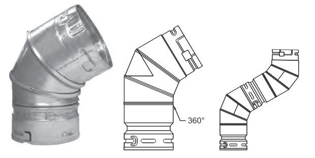 Metal-Fab 3M45 HVAC Venting B-Vent Adjustable Elbow