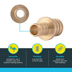 SharkBite UC058LFA 1/2 x 3/4 Inch Crimp Reducing Coupling Brass Plumbing Fitting PEX Pipe PE-RT Pack of 2