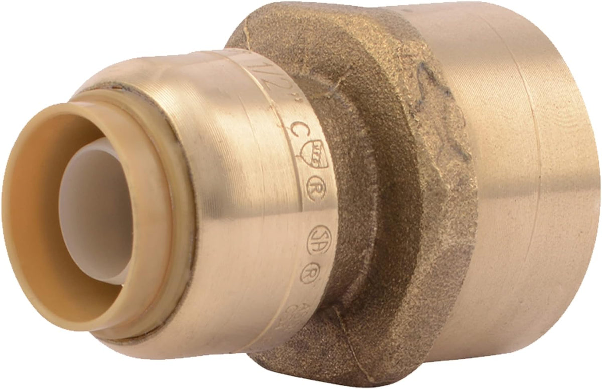 SharkBite U068LFA Brass Reducing Adapter 1/2 inch x 3/4 inch FNPT Push-to-Connect