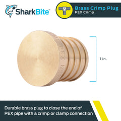 SharkBite UC520LFA Brass Crimp Plug 1 Inch Plumbing Fitting PEX PE-RT Pack of 4