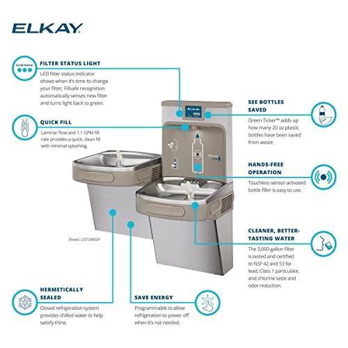 Elkay LZS8WSSP Enhanced EZH2O Bottle Filling Station Refrigerated Stainless Steel