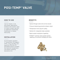 MOEN 2570 Posi-Temp Pressure Balancing Valve 0.5 Inch 4-Port Tub and Shower Brass