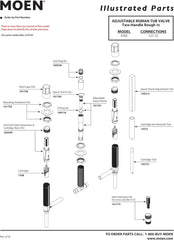 Moen 4792 Roman Tub Valve Adjustable 1/2 Inch CC Connection