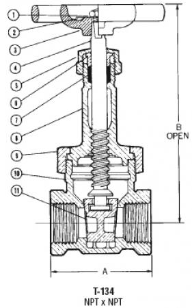 NIBCO NL1M00D T-134 2 Inch Bronze Full Port FNPT Gate Valve