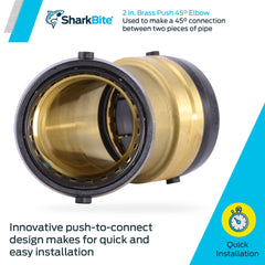 SharkBite UXL0554 2 Inch 45 Degree Elbow Push-to-Connect Brass Fitting