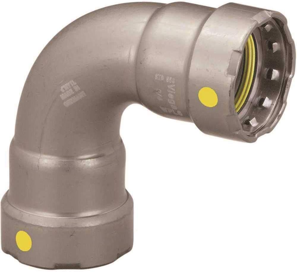 Viega 25216 MegaPressG 90 Degree Carbon Steel Elbow for Gas and Fuel Oil Applications