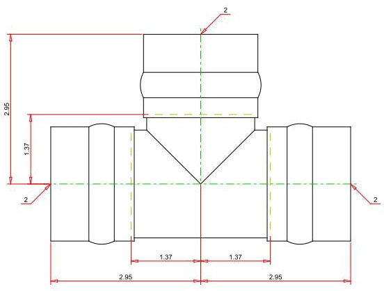 Viega 77477 ProPress Copper Tee 2-Inch PXPXP - EPDM Sealing - 200 PSI