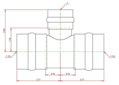 Viega ProPress 77467 Copper Reducing Tee 1-1/2 x 1-1/2 x 1 inch - Press x Press x Press