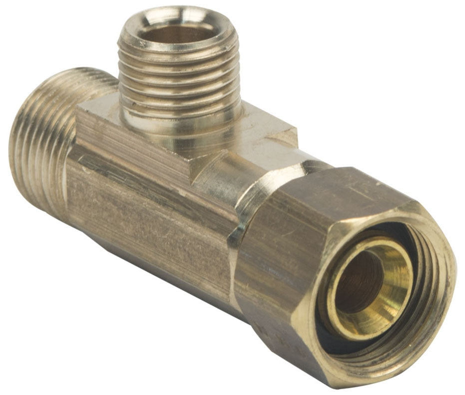 BrassCraft CT2-664X-P Female Compression Tee Adapter 3/8 Inch x 3/8 Inch x 1/4 Inch Lead-Free Rough Brass