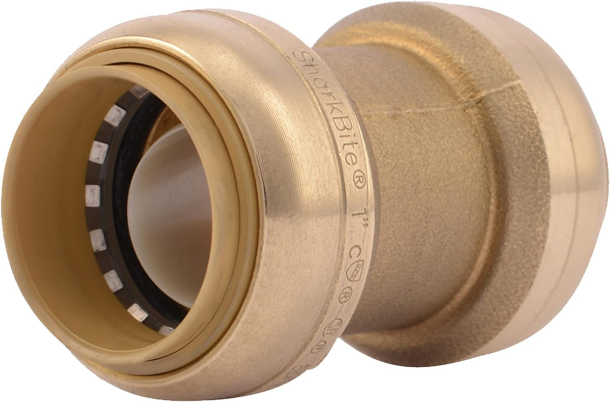 SharkBite U020LF Straight Brass Coupling 1 Inch for PEX, CPVC, Copper Pipe