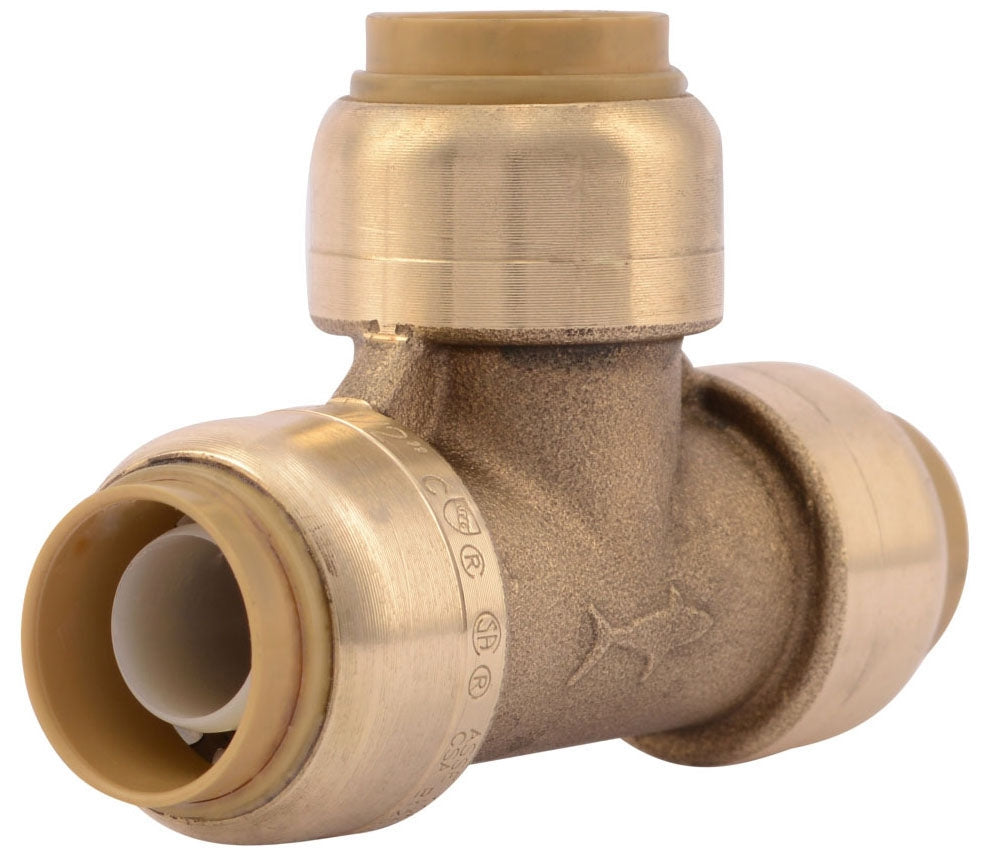 SharkBite U362LF Tee Brass 1/2 Inch Push-Fit Connection