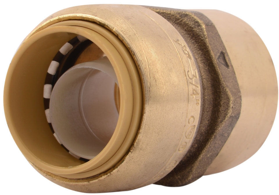 SharkBite U088LF 3/4 Inch Female Adapter Push-Fit x FPT 200 PSI Lead-Free Natural Brass