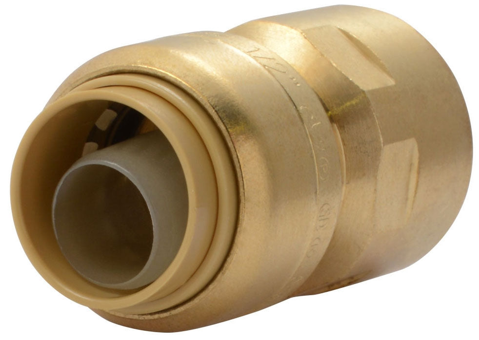 SharkBite U072LF Straight Female Connector 1/2 Inch Push-Fit x FNPT Brass