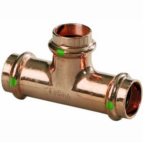 Viega 15448 ProPress Copper Tee 1-Pack (Size 1-1/2 x 1-1/2 x 1/2 Inch) Copper