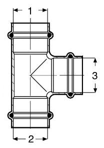 Viega 22233 ProPress Copper Tee 1-1/2in x 1-1/4in x 3/4in