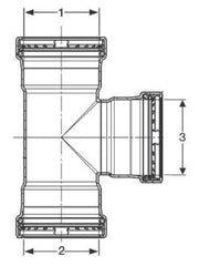 Viega 22313 ProPress Copper Tee 3 Inch Press-Fit x 3 Inch Press-Fit x 1-1/4 Inch Press-Fit