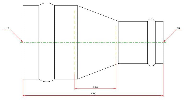 Viega 18473 ProPress Copper Reducer 1-1/2 Inch by 3/4 Inch P x P