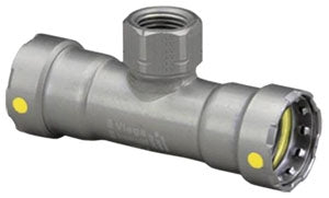 VIEGA 25486 MEGAPRESSG 1-1/4 INCH X 1-1/4 INCH X 1/2 INCH TEE PRESS X PRESS X FPT LEAD FREE ZINC-NICKEL COATED CARBON STEEL