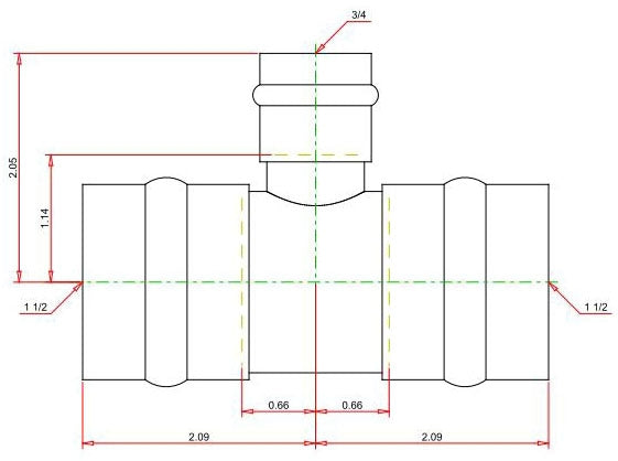 Viega 77462 ProPress Copper Reducing Tee 1 hp (1 Pack) 77462