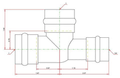 Viega 77427 ProPress Copper Reducing Tee 1 Inch x 3/4 Inch x 1 Inch